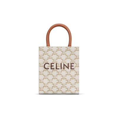 CELINE MINI TOTE IN CABAS TRIOMPHE PRINTS AND LEATHER 194372BZK.01BC (21*17*4cm)